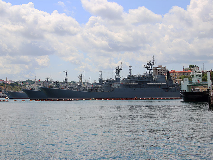 Large Landing Ship Caesar Kunikov of the Black Sea Fleet at the pier, Southern Bay, Sevastopol
