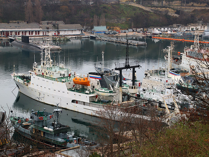 Hydrographic vessel Donuzlav at the berth in the Southern Bay of Sevastopol
