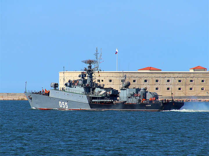 Corvette Kasimov and the Konstantinovskaya Battery in Sevastopol