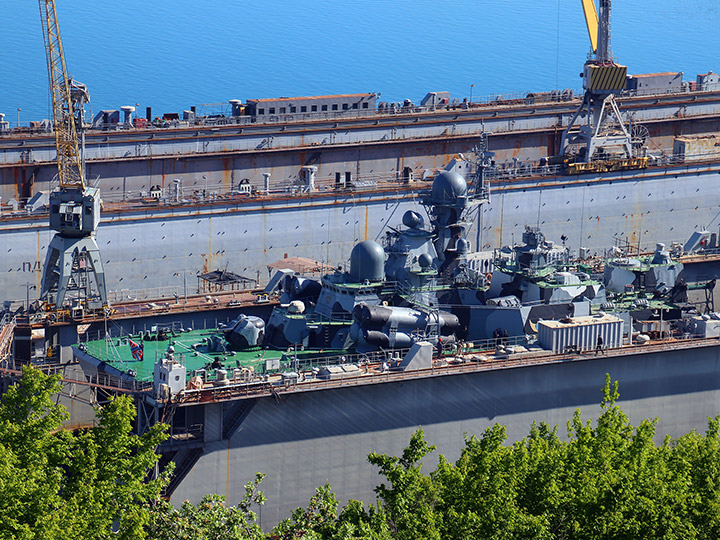 The Bora missile corvette at the dock