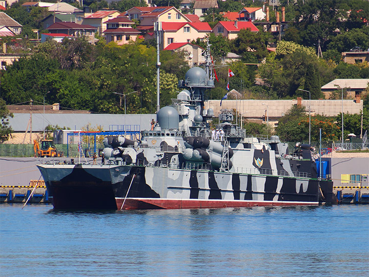 The Bora missile corvette of the Black Sea Fleet of the Russian Federation on the Day of the Navy