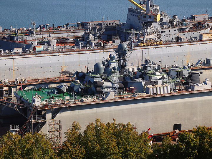 The Bora missile corvette of the Black Sea Fleet in the floating dock