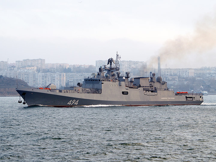 Frigate "Admiral Grigorovich" is leaving Sevastopol harbor