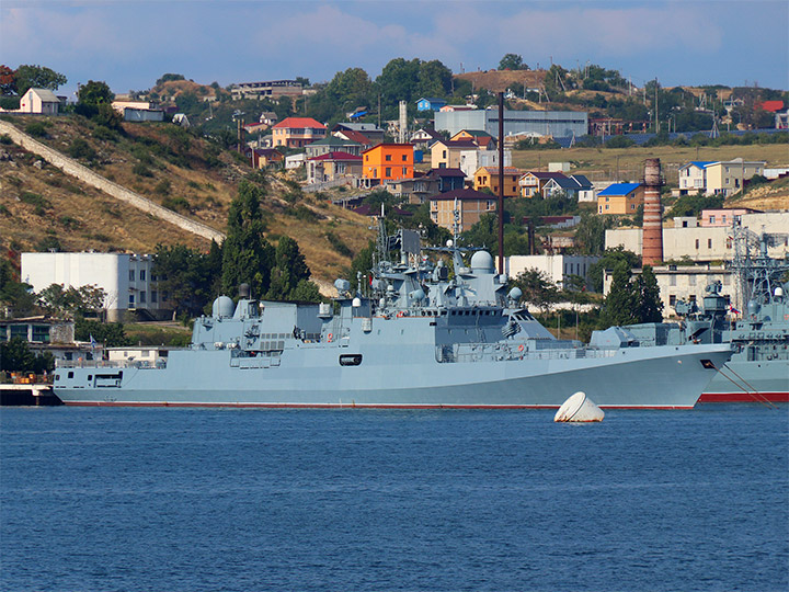 Frigate Admiral Makarov at the pier in Sevastopol 