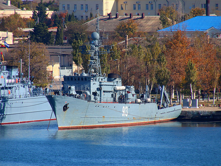 Seagoing Minesweeper Kovrovets at the pier of Streletskaya Bay, Sevastopol