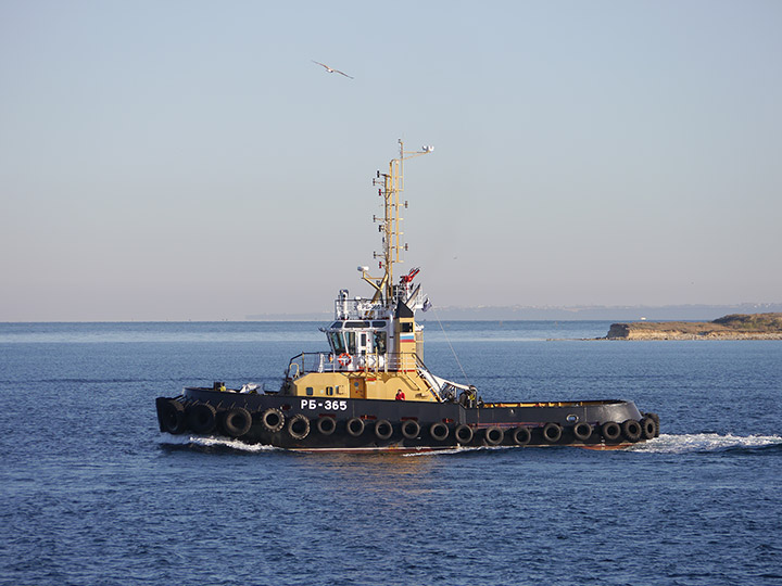 Рейдовый буксир "РБ-365" выходит из Севастопольской бухты