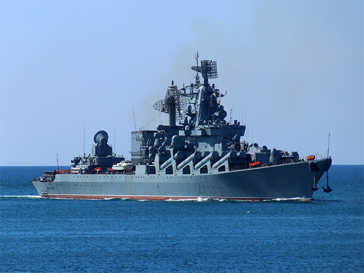 Guided missile cruiser Moskva at the roadstead of Sevastopol