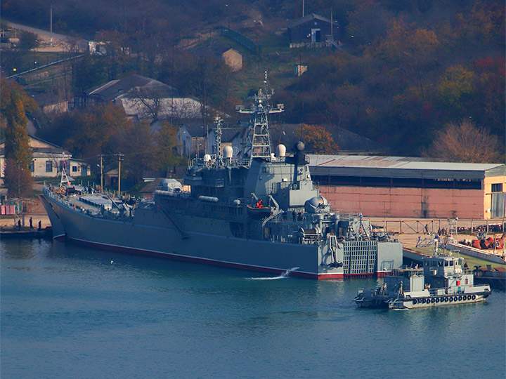 Large Landing Ship Caesar Kunikov of the Black Sea Fleet at the pier