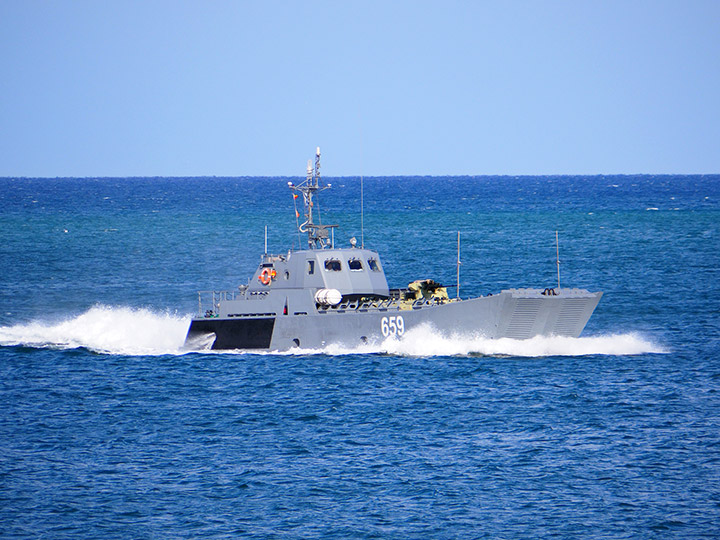 Air-cavity Fast Landing Craft D-199 at the roadstead of Sevastopol