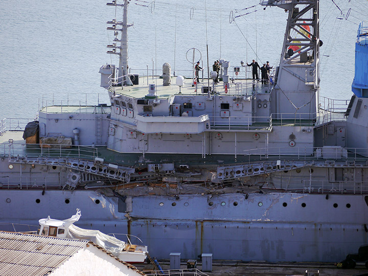 Damages of the Large Landing Ship Yamal of the Russian Black Sea Fleet