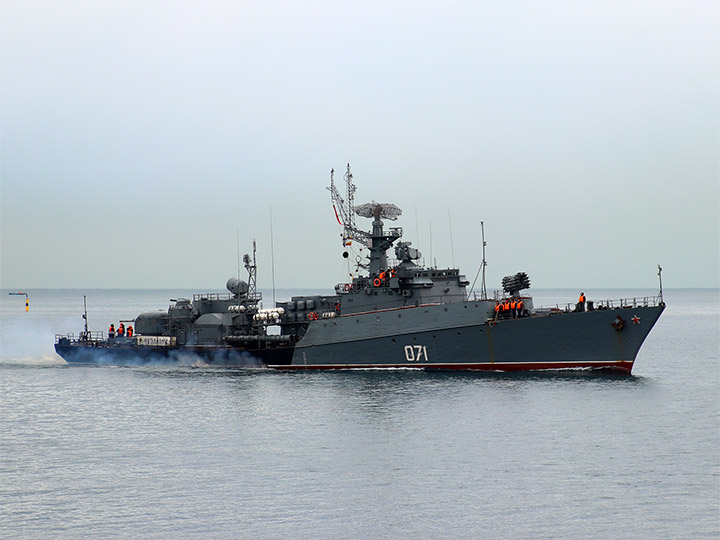 Corvette Suzdalets at the roadstead of Sevastopol Harbor