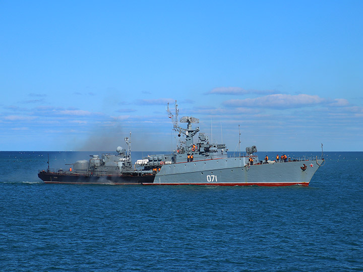 Corvette Suzdalets at the roadstead of Sevastopol Harbor