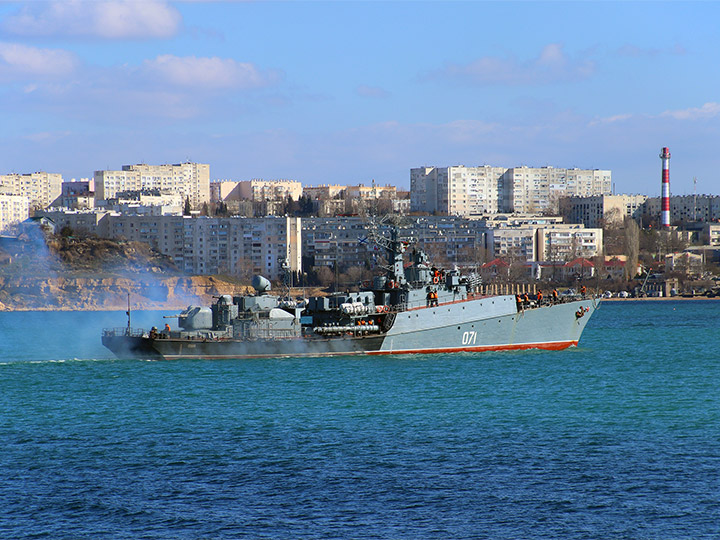 Corvette Suzdalets at the roadstead of Sevastopol Harbor