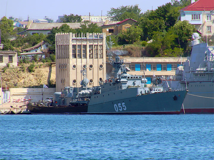 Corvette Kasimov at the pier in Sevastopol Harbor