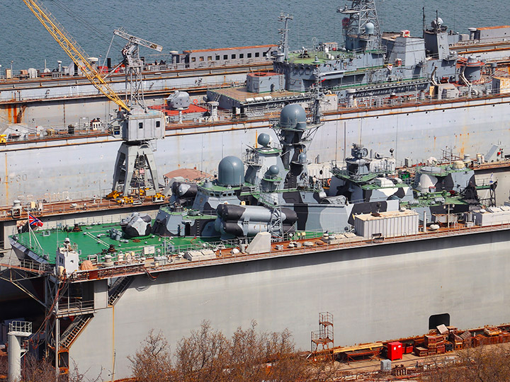 The Bora missile corvette at the dock