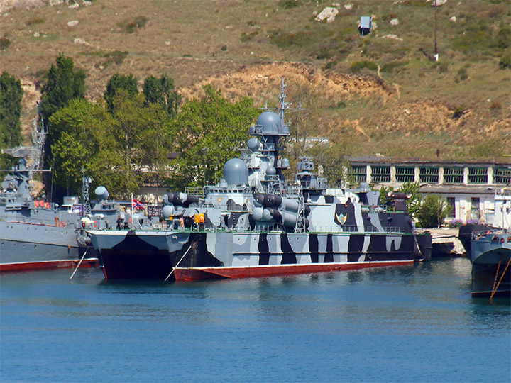 The Bora missile corvette after docking