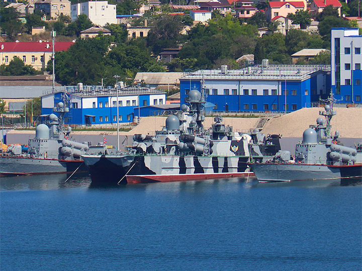 The Bora missile corvette at the pier