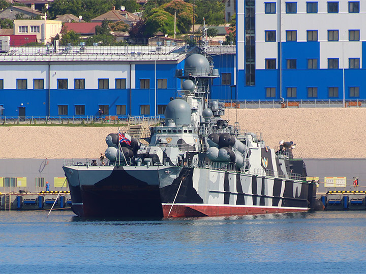 The Bora missile corvette at the pier