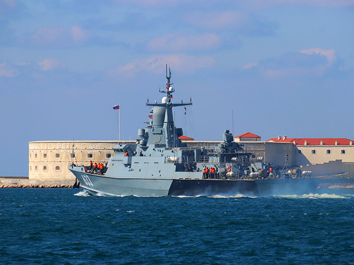 Missile Corvette Tsiklon and the Constantine Battery in Sevastopol, Crimea