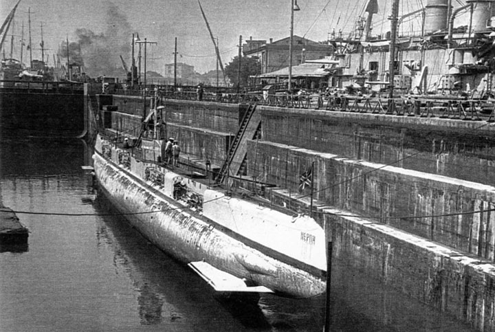 Подводная лодка "Нерпа" Черноморского флота в сухом доке