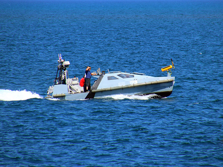 Inspector Mk2 mine countermeasures unmanned surface vehicle of the Ivan Antonov coastal minesweeper, Black Sea Fleet