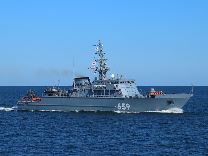 Coastal Minesweeper Vladimir Emelyanov at the roadstead of Sevastopol harbor